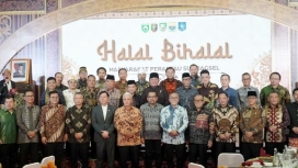 Gubernur Lampung saat memberikan sambutan dalam acara Halal Bihalal Perantauan Sumbangsel yang dihadiri perwakilan lima provinsi. (Foto: RSS)