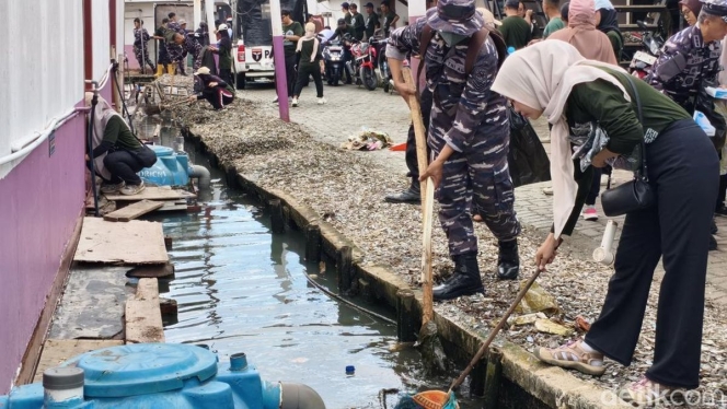 
 Personel Koarmada RI dan relawan CT Arsa Foundation saat menanam bibit mangrove di kawasan pesisir Muara Angke, Jakarta. (Foto: RSS)