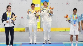 Aksi heroik Duo Putri Speed Relay Indonesia saat memastikan medali emas dan rekor baru di Asian Beach Games Sanya 2026. (Foto: RSS)