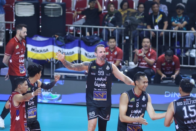 
 Para pemain Jakarta LavAni Livin' Transmedia saat melakukan selebrasi dalam perjalanan menuju final Proliga 2026. (Foto: RSS)