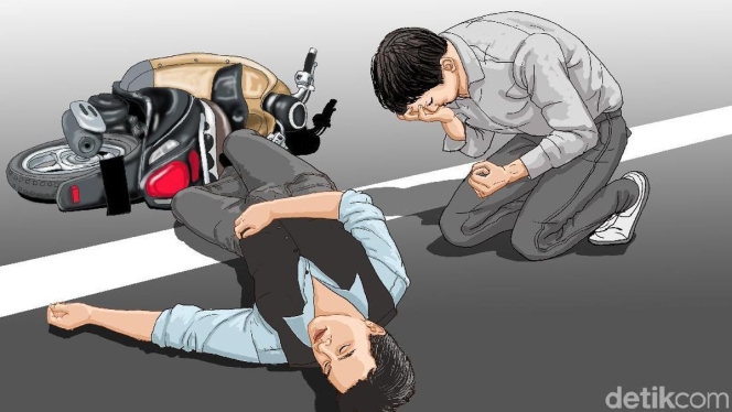 
 Petugas kepolisian melakukan olah TKP di lokasi kecelakaan maut yang melibatkan Kijang Innova dan sepeda motor di Cengkareng, Jakarta Barat. (Foto: RSS)