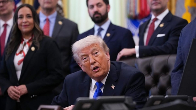 
 Presiden AS Donald Trump saat memberikan keterangan mengenai hubungan diplomatik dengan Iran di Washington D.C. (Foto: RSS)