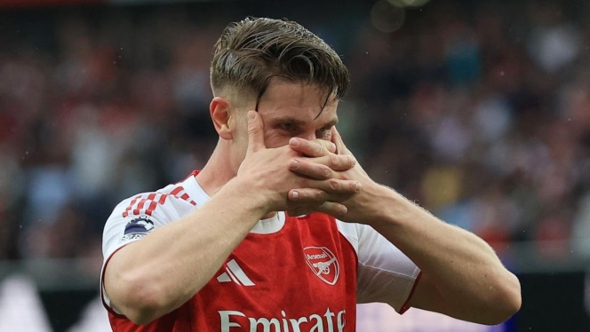 
 Viktor Gyokeres merayakan pencapaian 20 gol yang menyamai torehan legenda Arsenal Thierry Henry dan Alexis Sanchez. (Foto: RSS)